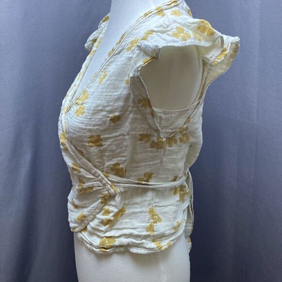 Madewell flutter sleeve floral wrap shirt top XS gauze - Picture 4 of 10